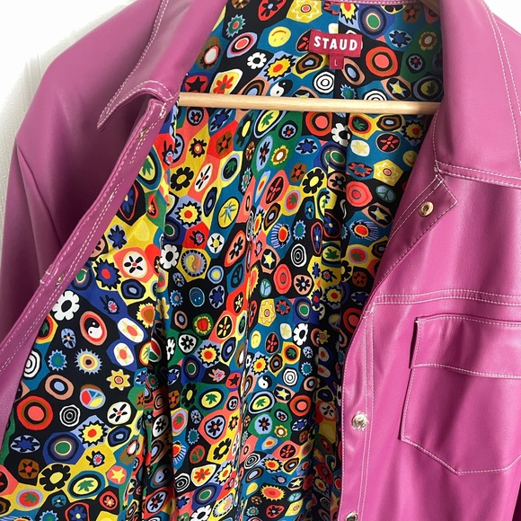 STAUD RYAN JACKET FUCHSIA VEGAN LEATHER - Picture 4 of 9